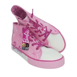 Barbie Womens NEW w/Box Pink & White w/Graphics High Top Sneakers - sz. 5